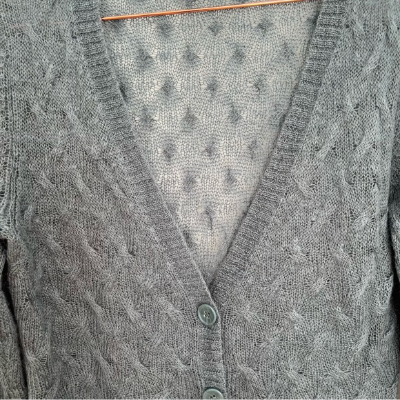 Stormy Ocean Blue Mohair Cardigan Size S - Picture 4 of 11